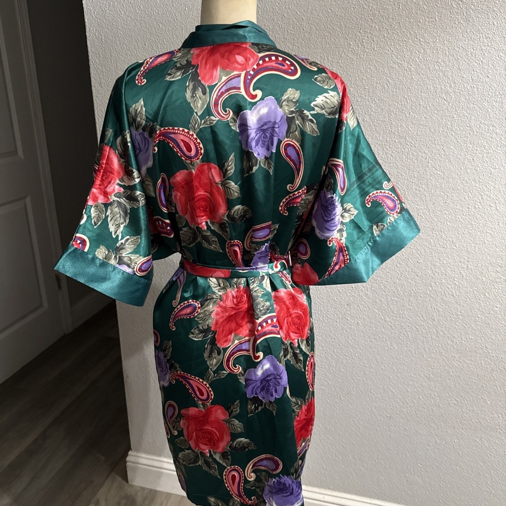 Fantasies By Morgan Taylor Floral Paisley Robe Kimono One Size - Picture 3 of 5
